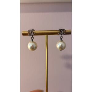 Chanel CC Faux Pearl Pierced Earrings